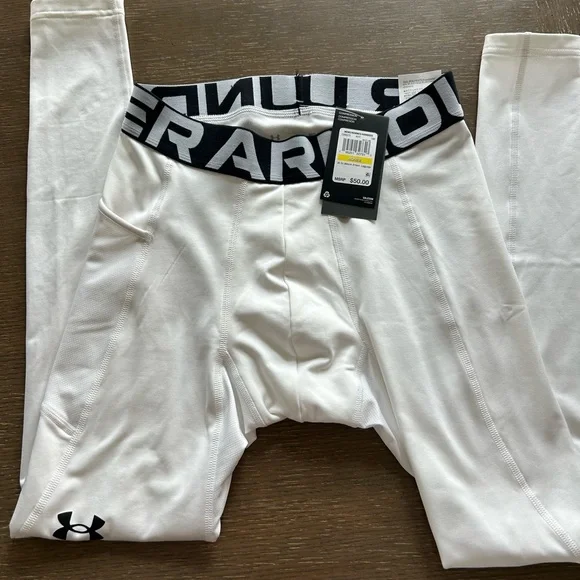 Men’s Medium Under Armour Coldgear White Leggings - Picture 3 of 5